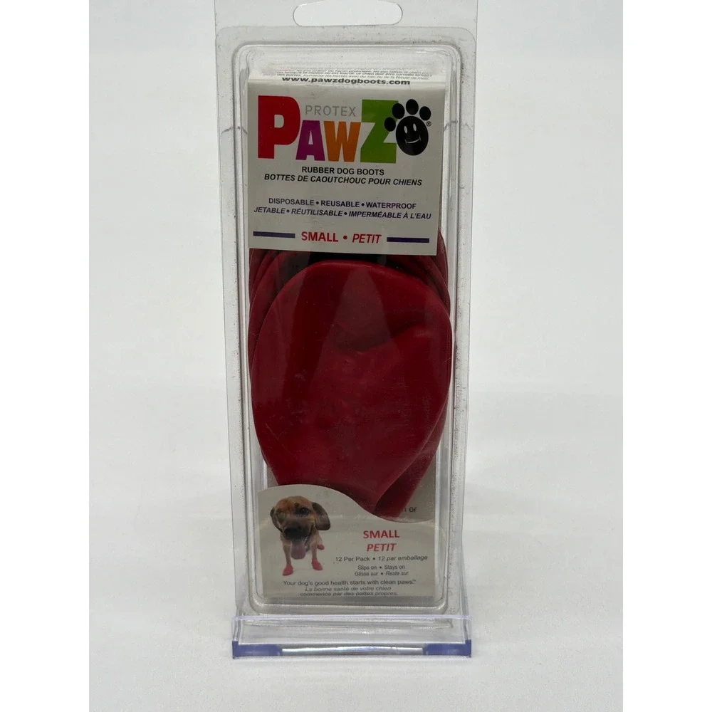 PawZ Rubber Dog Boots Red Small 12 Pack Waterproof Disposable Reusable Boots
